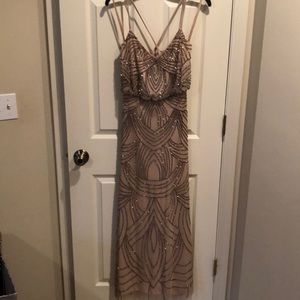 Champagne Beaded Dress with tags